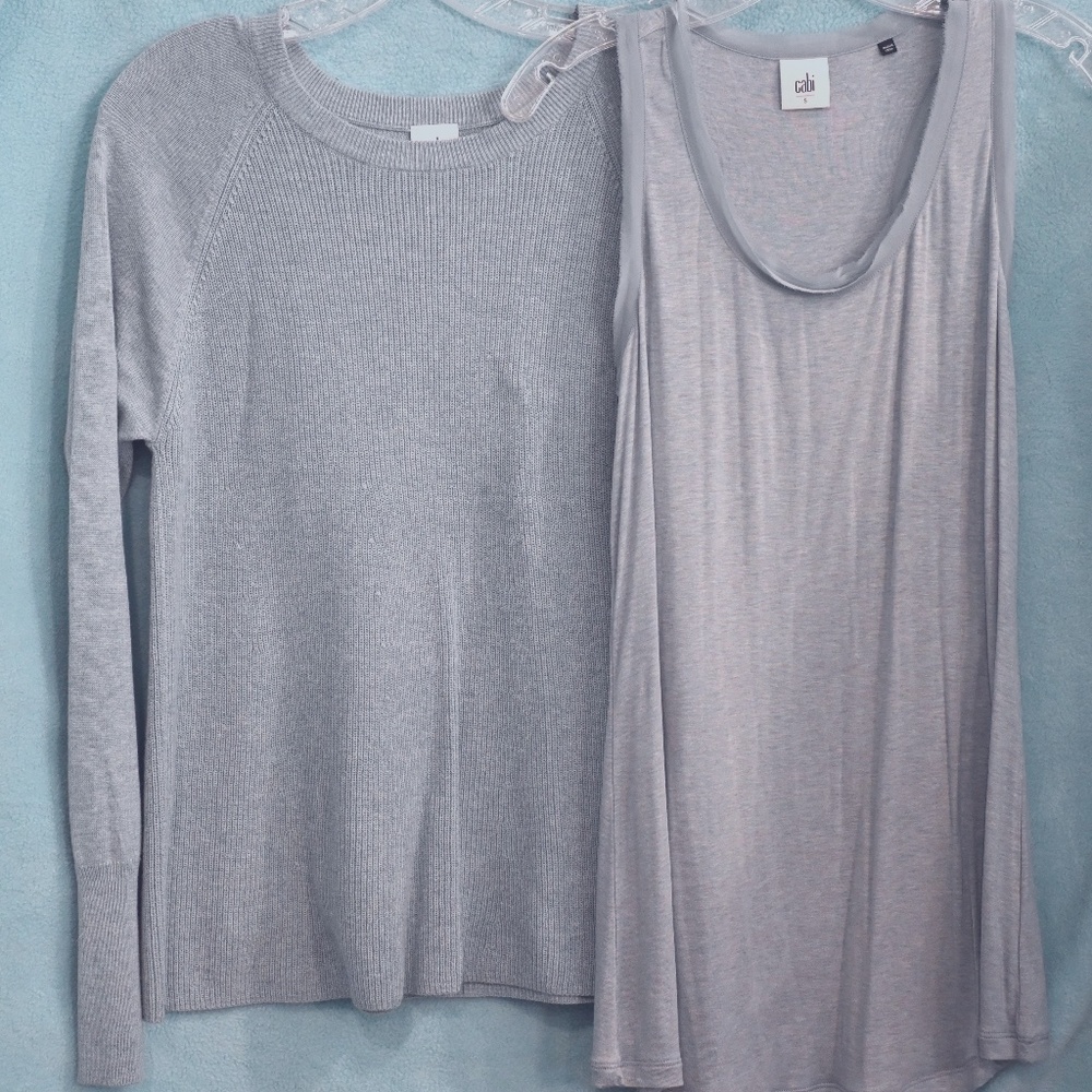 CAbi Sweater and Tank (Soft Sky Blue w/hint of gray)